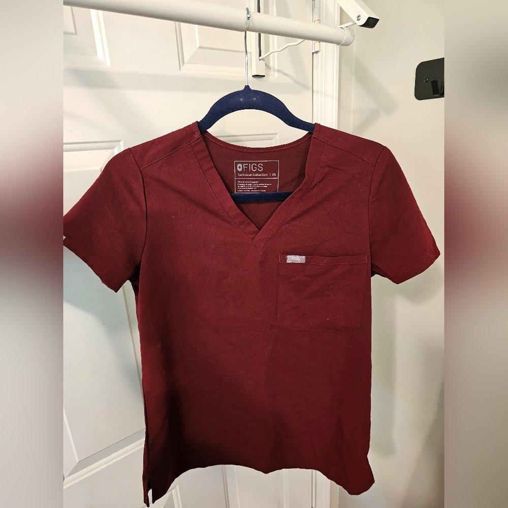 Figs Women's Burgundy Catarina Scrub Top - XS